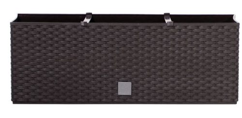 Rattan virágláda, Prosperplast Ratolla Case 500, barna, 49,2 x 17,2 cm, magasság: 17,4 cm, CWS öntözőrendszerrel, 12 l, rattan hatású