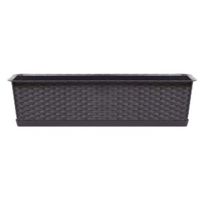   Rattan virágláda, Prosperplast Ratolla Case P 700, barna, 68,5 x 17,3 cm, magasság: 15 cm, alátéttel, 13 l, rattan hatású