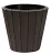 Műanyag virágcserép, Prosperplast Woode 490, barna, átmérő: 48 cm, magasság: 46 cm, betéttel, 54 l, fahatású, kerek