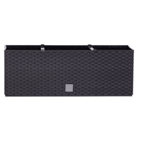   Rattan virágláda, Prosperplast Ratolla Case 500, antracit, 49,2 x 17,2 cm, magasság: 17,4 cm, CWS öntözőrendszerrel, 12 l, rattan hatású