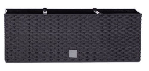 Rattan virágláda, Prosperplast Ratolla Case 500, antracit, 49,2 x 17,2 cm, magasság: 17,4 cm, CWS öntözőrendszerrel, 12 l, rattan hatású