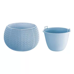   Műanyag virágcserép, Prosperplast Splofy Bowl, jégszürke, átmérő: 29 cm, magasság: 19,5 cm, tál alakú, betéttel, 3,9 l, kerek