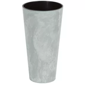   Műanyag virágcserép, Prosperplast Tubus Slim Beton, világosszürke, átmérő: 25 cm, magasság: 47,6 cm, betéttel, 7,5 / 15,5 l, betonhatású, kerek