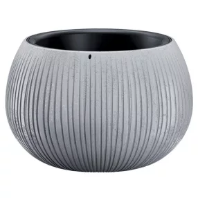   Műanyag virágcserép, Prosperplast Beton, szürke, átmérő:  19 cm, magasság: 20 cm, bordázott, 8 l, betonhatású, kerek