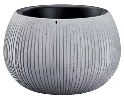 Műanyag virágcserép, Prosperplast Beton, szürke, átmérő:  19 cm, magasság: 20 cm, bordázott, 8 l, betonhatású, kerek