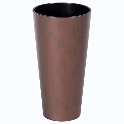Műanyag virágcserép, Prosperplast Tubus Slim Corten, réz, átmérő: 40 cm, magasság: 76,2 cm, betéttel, 35 / 64 l, rézhatású, kerek