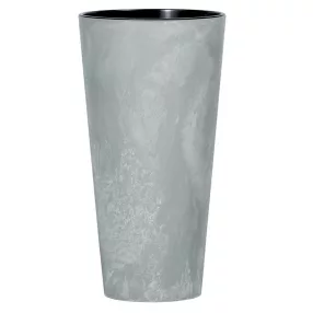   Műanyag virágcserép, Prosperplast Tubus Slim Beton, világosszürke, átmérő: 40 cm, magasság: 76,2 cm, betéttel, 35 / 64 l, betonhatású, kerek
