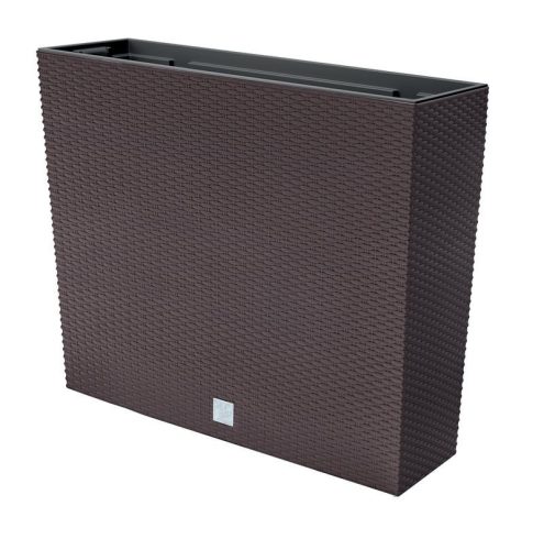 Rattan virágcserép, Prosperplast Rato Case, barna, 58 x 18 cm, magasság: 49,8 cm, betéttel, 12 / 44 l, rattan hatású, négyzetes