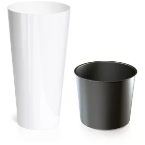   Műanyag virágcserép, Prosperplast Tubus Slim Shine, fehér, átmérő: 40 cm, magasság: 76,2 cm, betéttel, 64 l, kerek