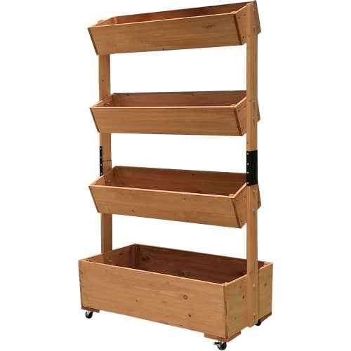 Fa virágláda, Strend Pro, 85 x 45 x 147 cm, 4 szintes, kerekekkel