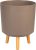 Műanyag virágcserép, Strend Pro Garden, kávépor, átmérő: 30 cm, magasság: 37 cm, fa lábakkal, 15,5 l, kerek