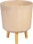 Műanyag virágcserép, Strend Pro Garden, bambuszszál, átmérő: 30 cm, magasság: 37 cm, fa lábakkal, 15,5 l, kerek
