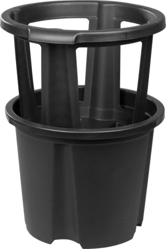 Műanyag burgonyatermesztő cserép, Strend Pro Garden, fekete, átmérő: 35 cm, magasság: 28 cm, 15 l, nyitható ablak a könnyű betakarításhoz, kerek
