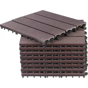   Kerti járólap készlet, Strend Pro Garden, barna, 31 x 31 x 2 cm, WPC hatású, csúszásmentes, polipropilén (PP) műanyag, 9 db/csomag