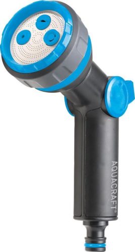 Kerti locsolópisztoly, Aquacraft 770331, fekete/kék, 4 funkciós, állítható vízáram, műanyag