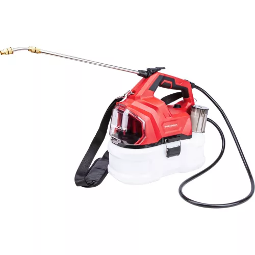 Akkumulátoros permetező, Worcraft CBS-S20Li-5L ShareSYS, 5 liter, piros, teleszkópos szórókarral, vállpántos, hosszú üzemidejű