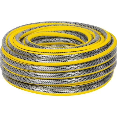 Kerti locsolótömlő, Strend Pro Garden Anti-torsion Plus, sárga/szürke, 1/2", 25 m, 30 bar, többrétegű PVC, UV-álló, csavarodásmentes