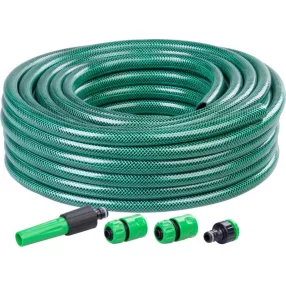   Kerti locsolótömlő, Strend Pro Garden Economic, zöld, 1/2”, 10 m, 12 bar, 1 adapter, 2 gyorscsatlakozó, 1 fúvóka, algaálló belső fal, háromrétegű PVC, -5°C és +50°C között hőálló