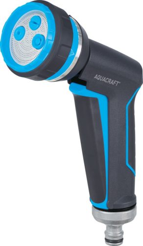 Kerti locsolópisztoly, Aquacraft 760050 Prémium, szürke, 4 funkciós, állítható vízáram, fémházas