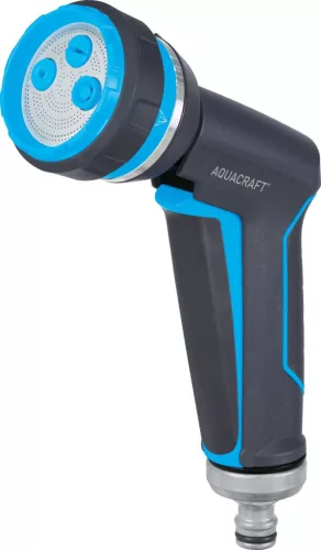 Kerti locsolópisztoly, Aquacraft 760050 Prémium, szürke, 4 funkciós, állítható vízáram, fémházas