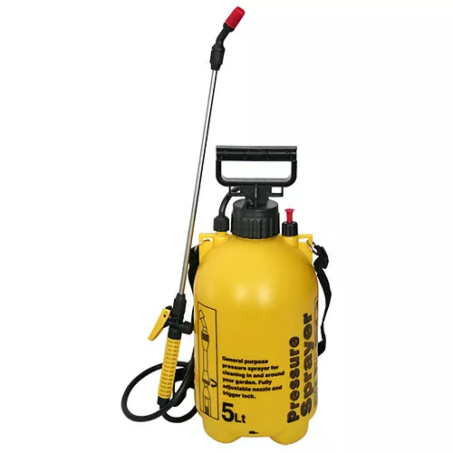 Vállra akasztható permetező, Strend Pro Kingjet Q, 8 liter, sárga, állítható fúvókával, folyadékszivárgás elleni védelemmel, kényelmes vállpánttal