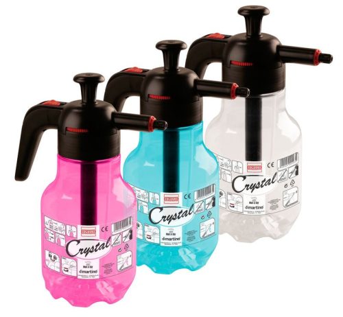Kézi permetező, Dimartino Crystal, 2 liter, fehér, biztonsági gombbal, rugalmas szívócsővel, nyomásálló műgyanta házzal