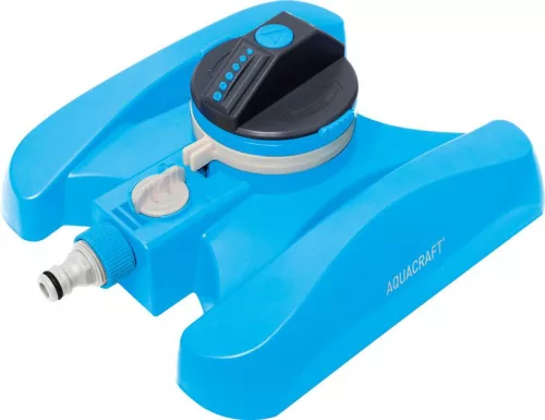 Kerti locsolófej, Aquacraft 270210 Prémium, kék, forgó 360°, 2 permetezési mód, állítható áramlás és permetezési tartomány