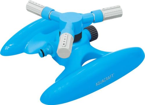 Kerti locsolófej, Aquacraft 260230, kék, forgó 360°, 3 karos, körkörös öntözés, maximum 85 m2 öntözési terület