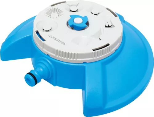 Kerti locsolófej, Aquacraft 260150, kék, 8 permetezési mód, könnyű, tartós műanyag, stabil talp