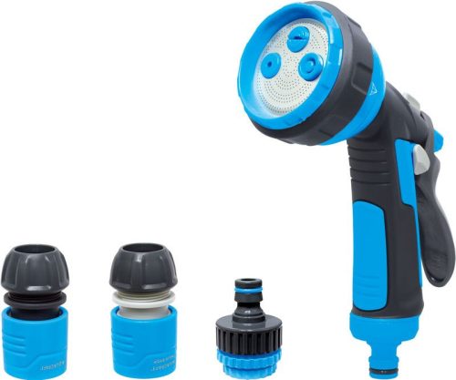 Kerti locsolópisztoly, Aquacraft 770531 Classic, kék/fekete, 4 funkciós, állítható vízáram, műanyag, csatlakozókkal