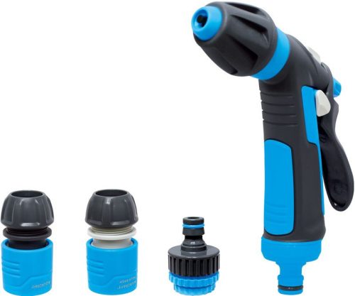 Kerti locsolópisztoly, Aquacraft 740531 Comfort, kék/fekete, 3 funkciós, állítható vízáram, műanyag, csatlakozókkal
