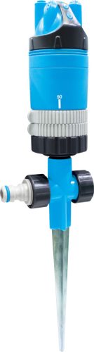 Kerti locsolófej, Aquacraft 270161, kék, forgó 360°, tüskés, 5 permetezési mód, gyepbe szúrható rögzítéssel, maximum 315 m2 öntözési terület