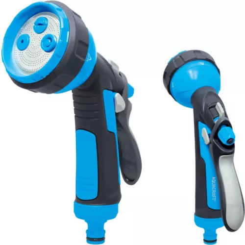 Kerti locsolópisztoly, Aquacraft 770530 Comfort X4, kék/fekete, 4 funkciós, állítható vízáram, műanyag