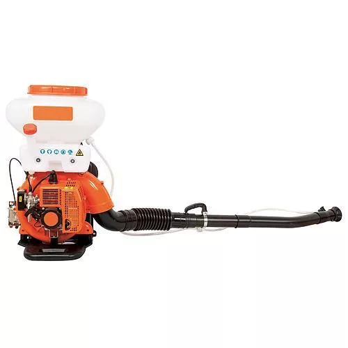 Háti permetező, Strend Pro WPSR202, 14 liter, narancssárga/fehér, kétütemű motorral, 1,65 kW, 12 m szórástávolság