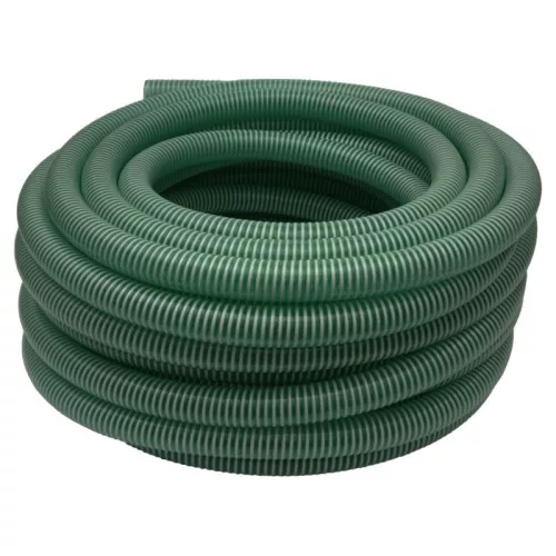 Kerti szívótömlő, Strend Pro Garden ST.Suco 37, zöld, 6/4", 30 m, 38 mm, 8 bar, bordázott, spirálerősített PVC, vákuumálló