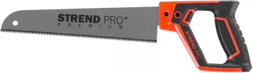 Kerti kézifűrész, Strend Pro Premium, fekete/narancssárga, 25 cm pengehossz, szénacél penge, gumi nyél, PVC-hez, műanyaghoz és fához