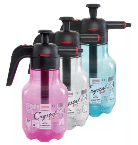 Kézi permetező, Dimartino Crystal 360, 2 liter, fehér, állítható fúvókával, biztonsági zárógombbal, nyomásálló műgyanta házzal
