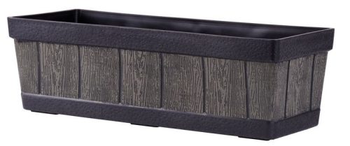 Műanyag virágláda, Strend Pro Garden Woodeff, barna, 47 x 15 cm, magasság: 17 cm, faerezetes mintázat, 9 l, fahatású