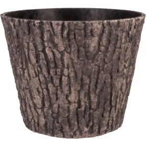   Műanyag virágcserép, Strend Pro Garden Woodeff, barna, átmérő: 37,5 cm, magasság: 30 cm, fatörzs formájú, fahatású, kerek