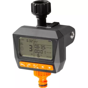   Digitális locsolóidőzítő, Strend Pro Garden, sötétszürke, digitális, LCD kijelző, 1 kimenet, 1-1380 perc időzítés, automata és kézi, 3/4" menethez, 1/2" gyorscsatlakozó, napi 3 öntözés
