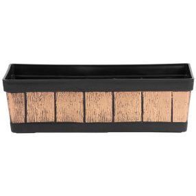   Műanyag virágláda, Strend Pro Garden Woodeff, arany, 47 x 15 cm, magasság: 17 cm, faerezetes mintázat, 9 l, fahatású