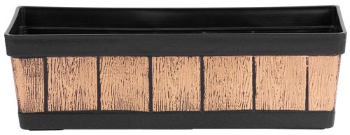 Műanyag virágláda, Strend Pro Garden Woodeff, arany, 47 x 15 cm, magasság: 17 cm, faerezetes mintázat, 9 l, fahatású