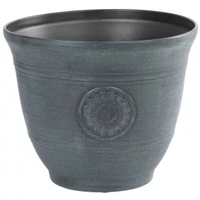   Műanyag virágcserép, Strend Pro Garden, zöld, átmérő: 30 cm, magasság: 25 cm, 10 l, fémhatású, kerek