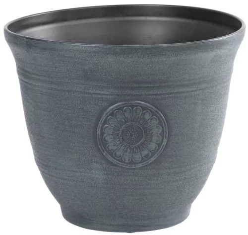 Műanyag virágcserép, Strend Pro Garden, zöld, átmérő: 30 cm, magasság: 25 cm, 10 l, fémhatású, kerek