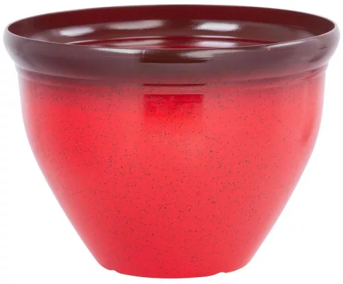 Műanyag virágcserép, Strend Pro Garden, piros, átmérő: 38 cm, magasság: 28,5 cm, 15 l, mázas hatású, kerek
