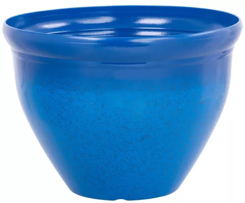 Műanyag virágcserép, Strend Pro Garden, kék, átmérő: 38 cm, magasság: 28,5 cm, 15 l, mázas hatású, kerek