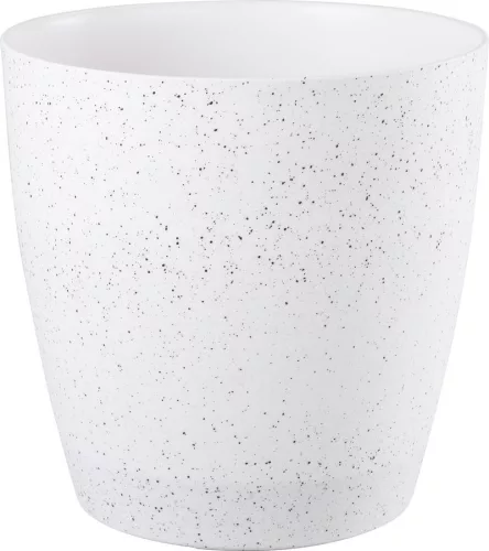 Műanyag virágcserép, Strend Pro Garden Stone, fehér, átmérő: 35 cm, magasság: 35 cm, pöttyökkel, betéttel, 24 l, kőhatású, kerek
