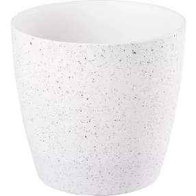   Műanyag virágcserép, Strend Pro Garden Stone, fehér, átmérő: 28 cm, magasság: 26 cm, pöttyökkel, betéttel, 11 l, kőhatású, kerek