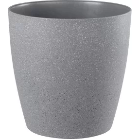   Műanyag virágcserép, Strend Pro Garden Stone, szürke, átmérő: 35 cm, magasság: 35 cm, pöttyökkel, betéttel, 24 l, kőhatású, kerek
