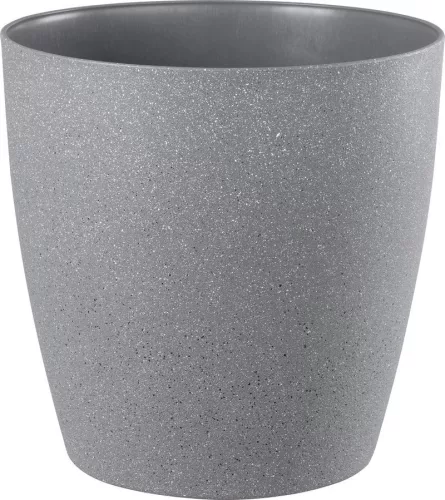 Műanyag virágcserép, Strend Pro Garden Stone, szürke, átmérő: 35 cm, magasság: 35 cm, pöttyökkel, betéttel, 24 l, kőhatású, kerek